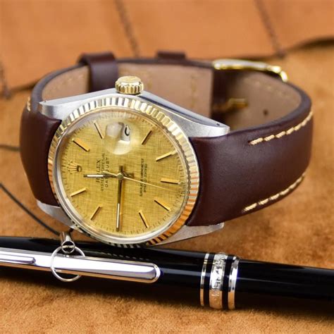 vintage gold rolex leather strap|vintage leather strap Rolex watches.